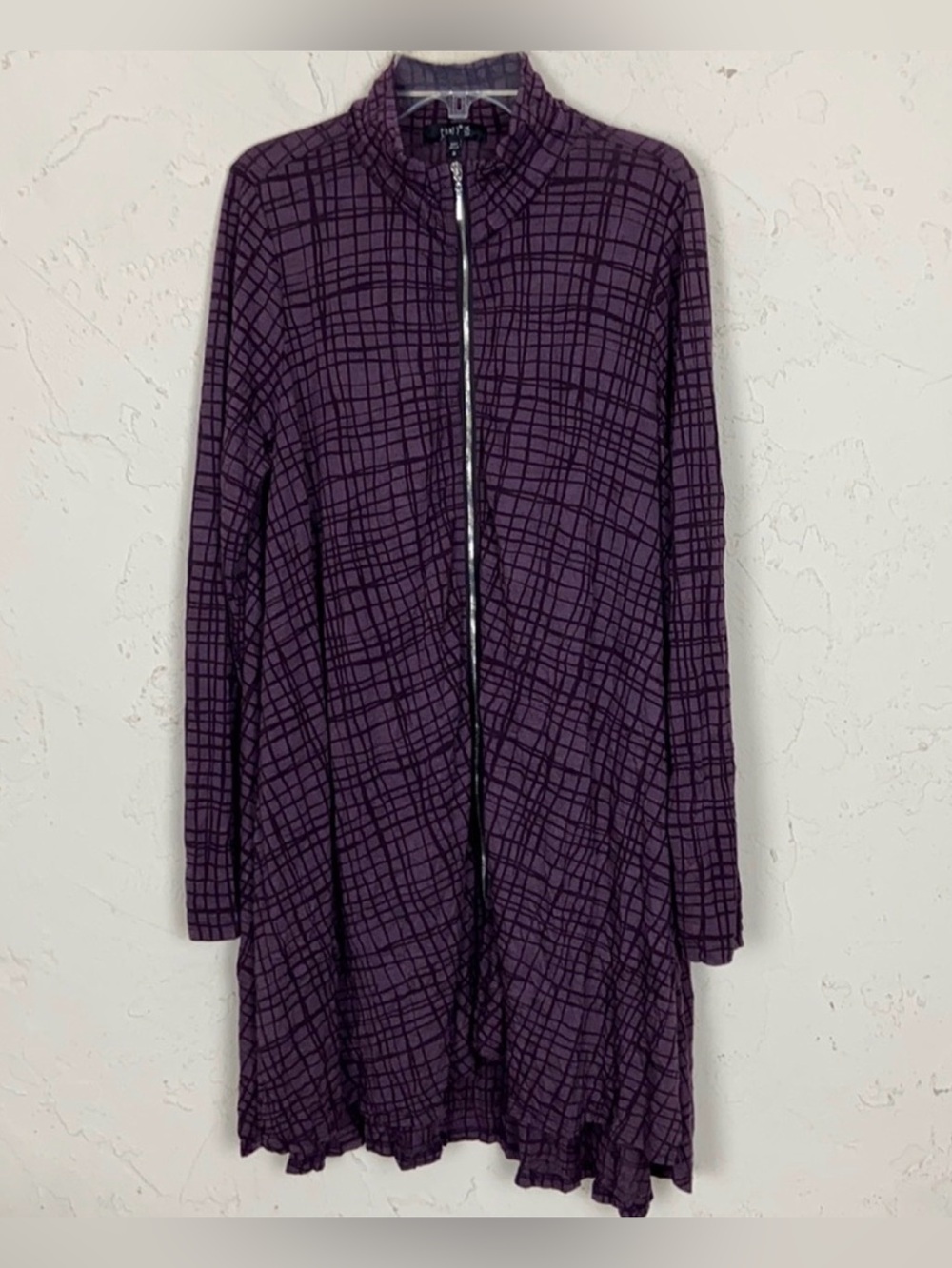 EUC- Comfy USA Zip Front Long Sleeve A-Line Tunic